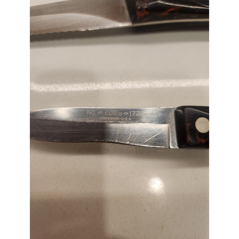 Vintage Cutco 5 Piece Knife Set With Plastic Space Saver Wall Mount & Sharpener - Picture 12 of 14